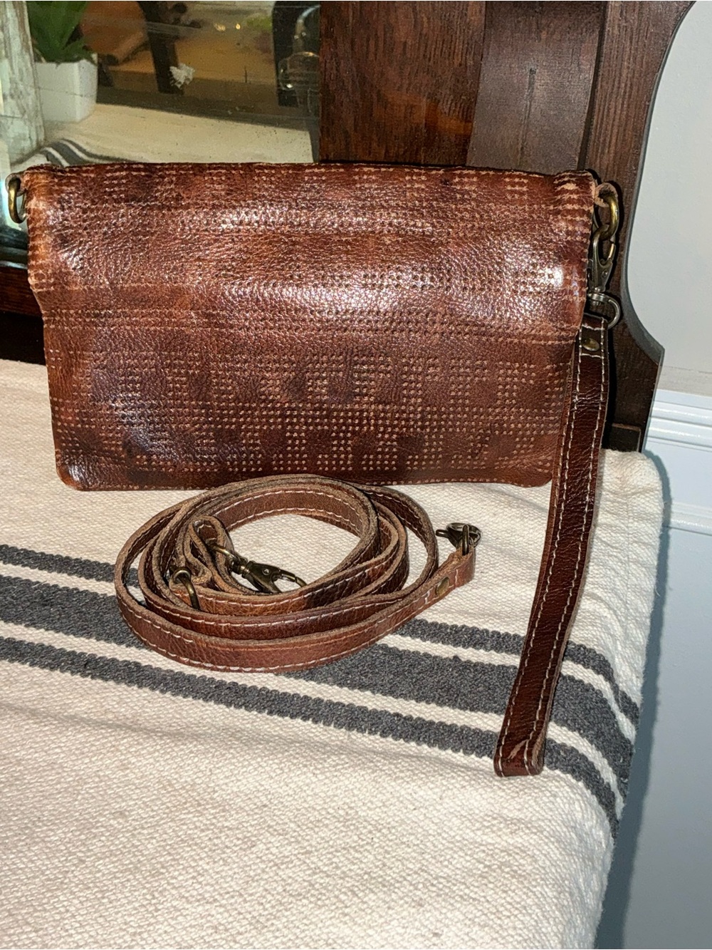 Bed Stu Bayshore Cadence Wallet Wristlet Clutch Bag Teak Rustic Rustic $179